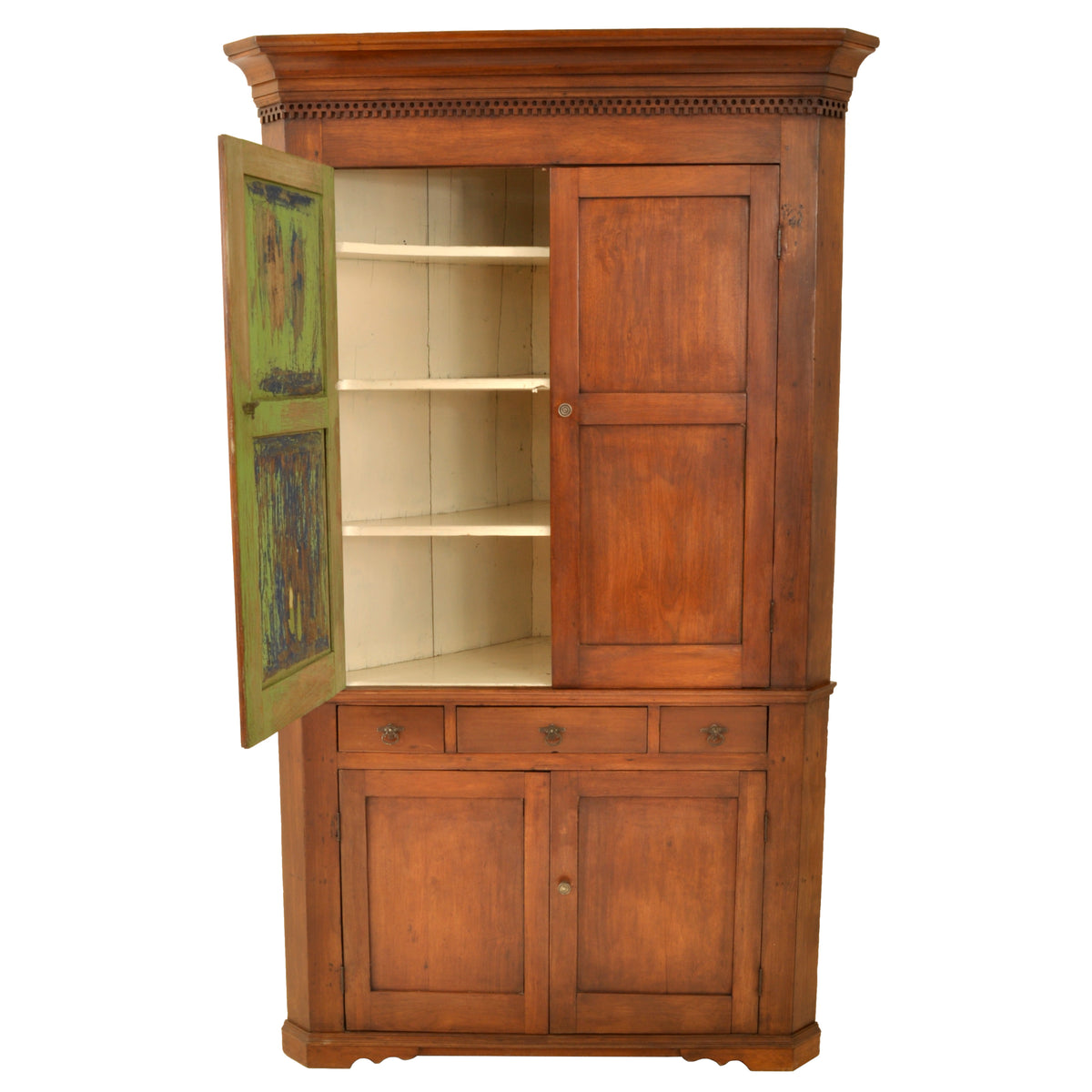 Antique American Colonial 19th Century Cherry Corner Cabinet Pennsylvania, circa 1830