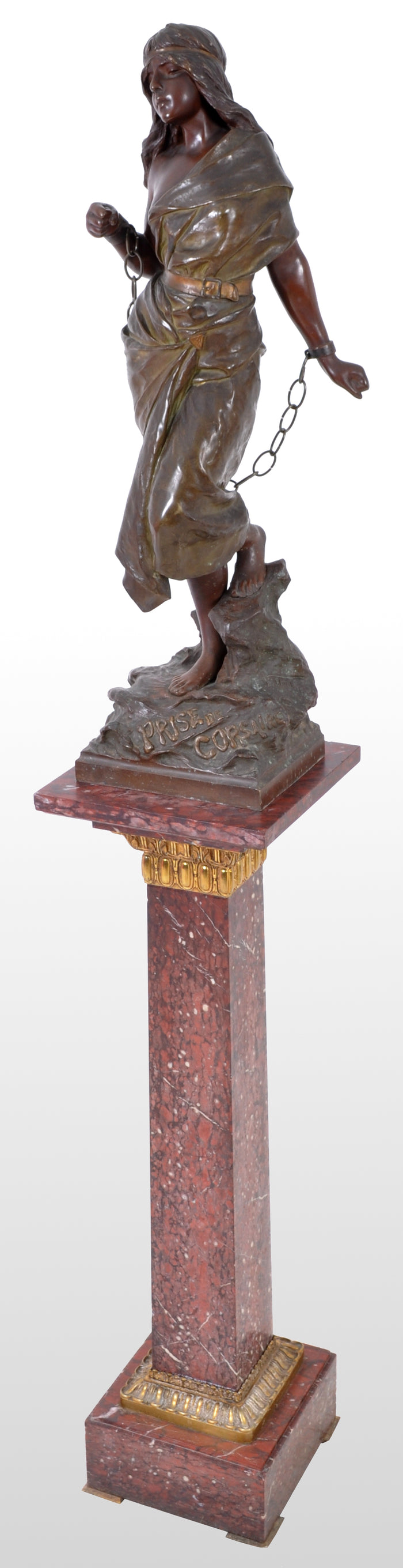 Antique French Art Nouveau Bronze Figure, "Prise de Corsaire", Emmanuel Villanis, circa 1890