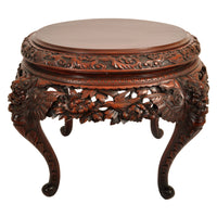 Antique Chinese Qing Dynasty Carved Elm Center Table with Bats & Birds, circa 1890