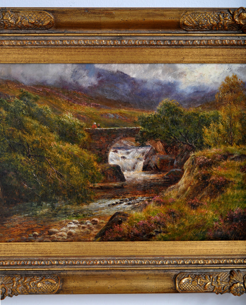 Antique 19th Century Scottish Highland Landscape Oil on Canvas Painting, Circa 1850