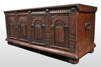 Antique Italian Baroque Carved Oak Paneled Cassone / Coffer / Chest, circa 1700