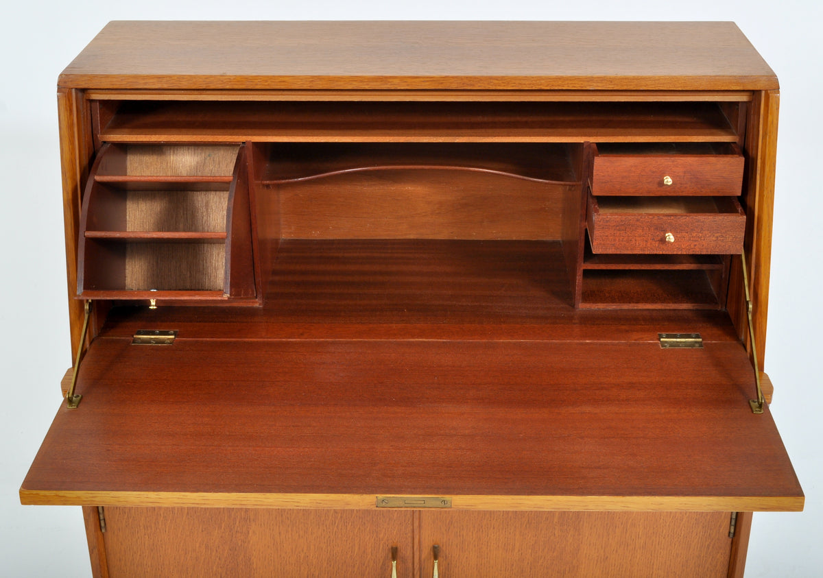 Mid-Century Modern Danish Style Teak Secretary Desk/Cabinet by Lebus Furniture, 1960s