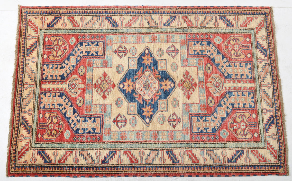 Vegetable Dyed Caucasian Style Kazakh Rug with Shirvan Design