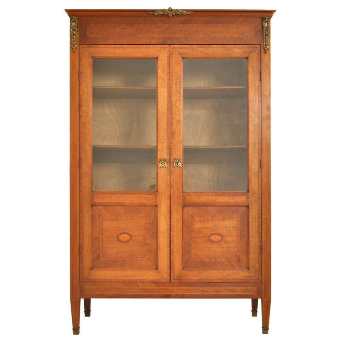 Antique French Louis XVI Marquetry Walnut Ormolu Bibliotheque / Bookcase, circa 1880