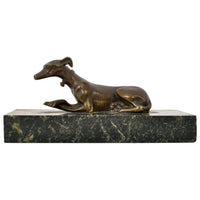 Antique French Animalier Bronze Marble Greyhound Sculpture Desk Paperweight Circa 1900