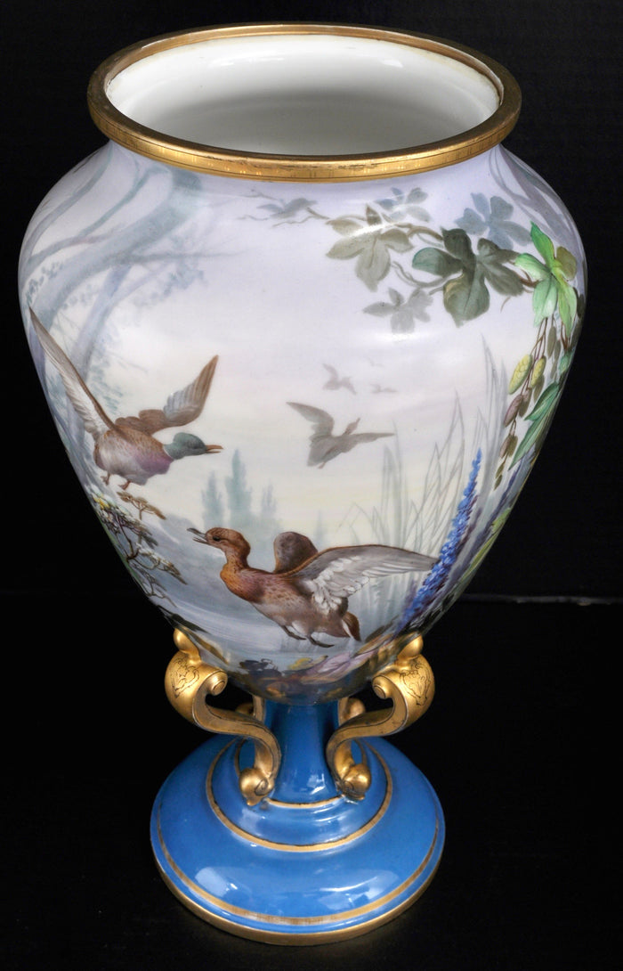 Monumental Antique French Hand-Painted Sevres Style Vase, Circa 1890