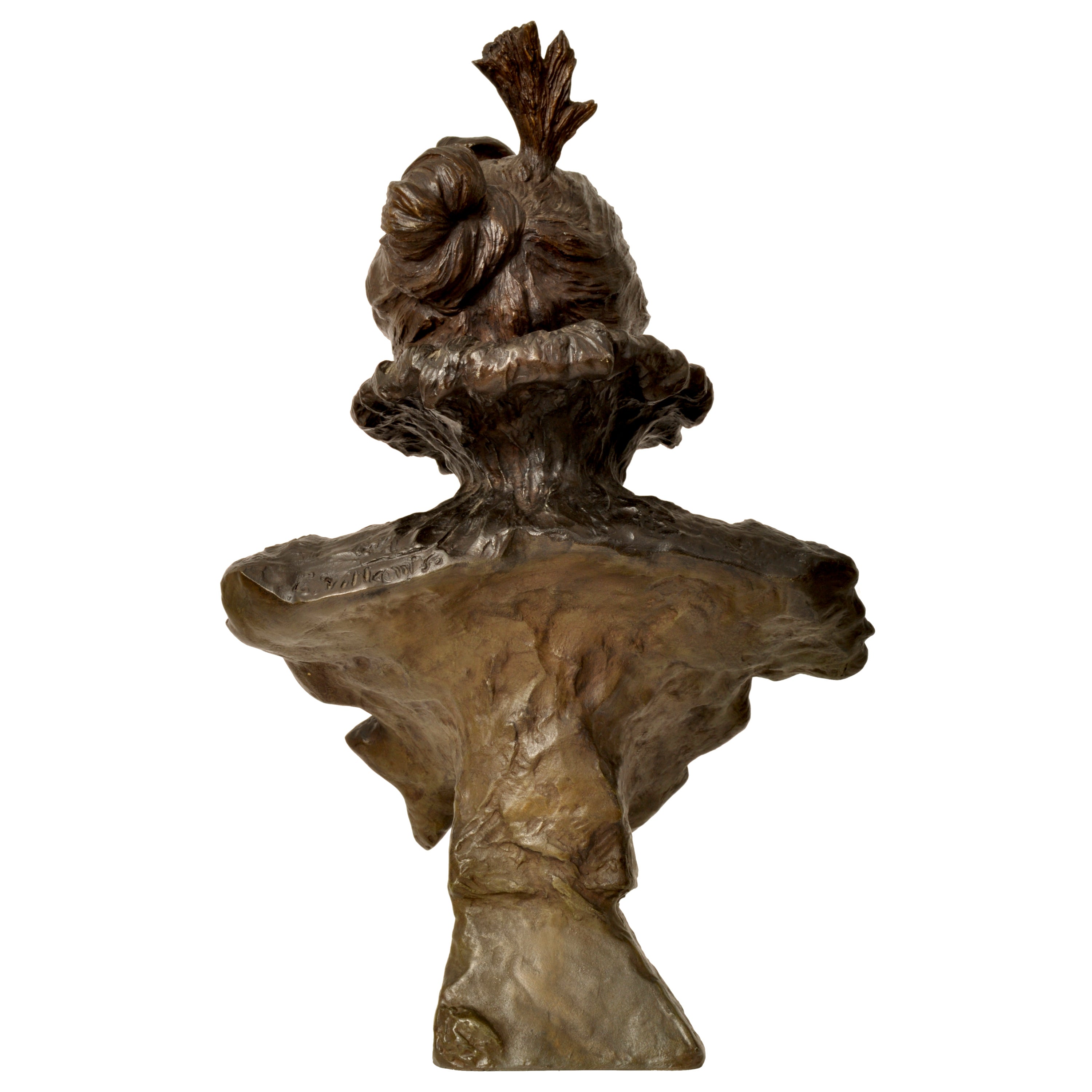 Antique French Art Nouveau Bronze Female Bust Sculpture 