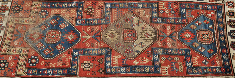 Antique Caucasian Tribal Kazak Rug, Circa 1900