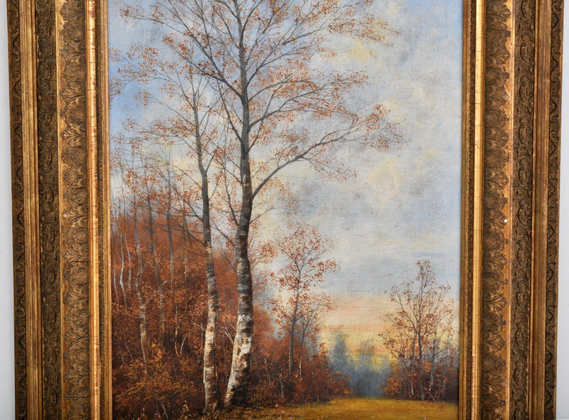 Antique Pair of Vertical Landscapes Oil on Canvas by C. Rieder (1840-1905), Circa 1880