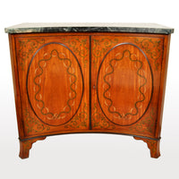 Pair of Antique Marble Top Painted Adam Revival Satinwood Commodes / Cabinets, circa 1880