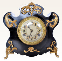 Antique Iron Case Mantel Clock by New Haven Clock Company