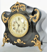 Antique Iron Case Mantel Clock by New Haven Clock Company
