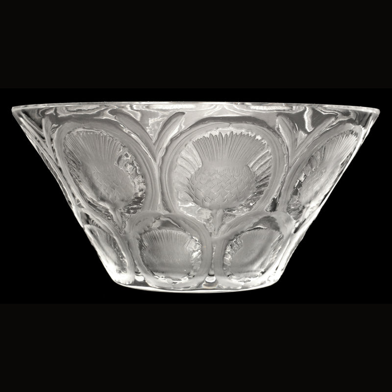 Antique French Lalique Crystal Glass Center Bowl "Chardons" Thistle Pattern, circa 1930