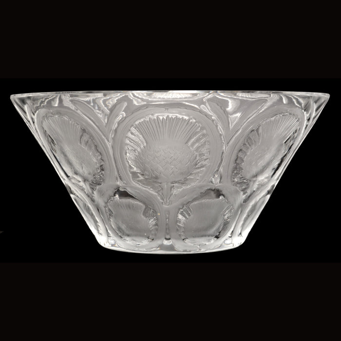 Antique French Lalique Crystal Glass Center Bowl "Chardons" Thistle Pattern, circa 1930