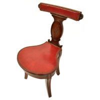 Antique Georgian Mahogany Red Leather Library / Reading / Cockfighting Chair, circa 1800