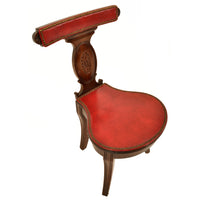 Antique Georgian Mahogany Red Leather Library / Reading / Cockfighting Chair, circa 1800