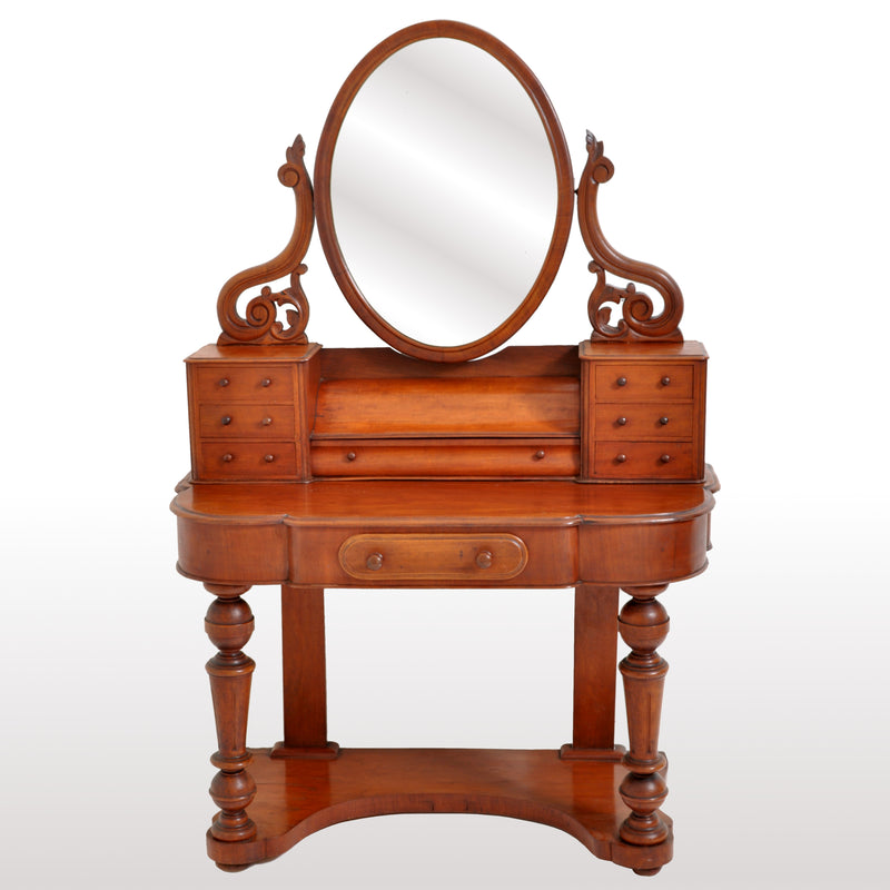 Antique Walnut "Duchess" Dresser Swing Mirror Vanity Dressing Table, circa 1870