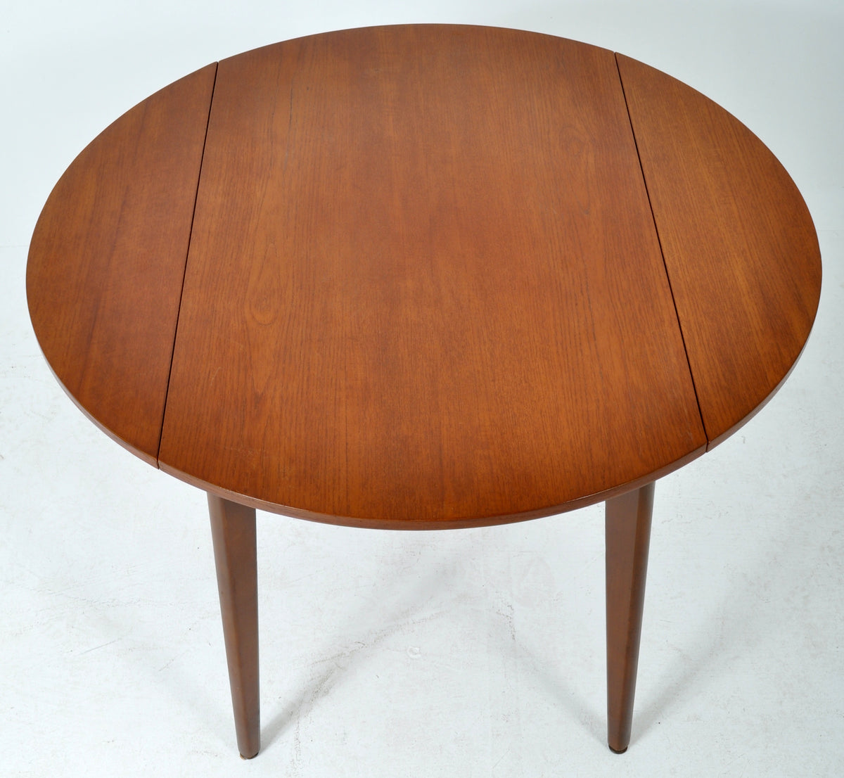 Mid-Century Modern Circular Double Drop Leaf Dining Table in Teak, 1960s