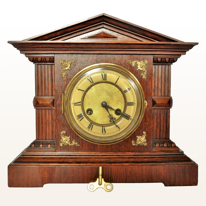 Junghans 8 Day Time & Strike Clock in Architectural Case, Circa 1900