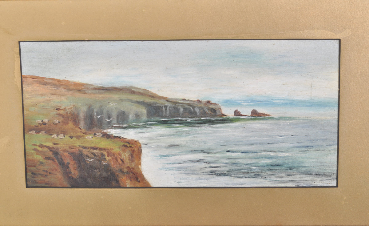 Antique Oil on Panel Seascape of the Pacific Coast, Circa 1900