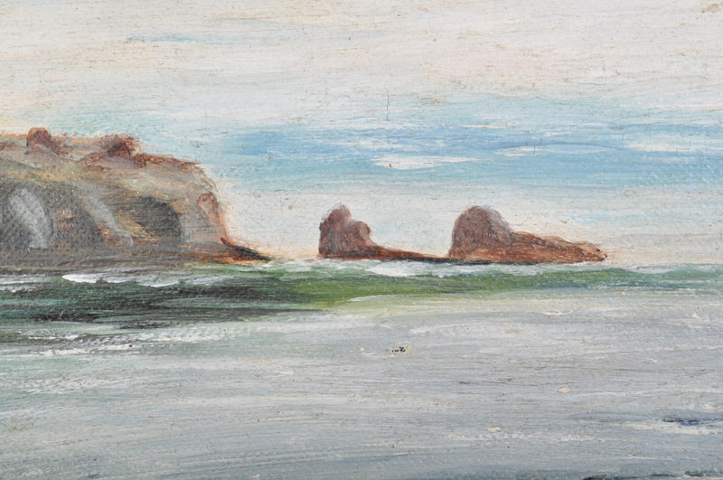 Antique Oil on Panel Seascape of the Pacific Coast, Circa 1900