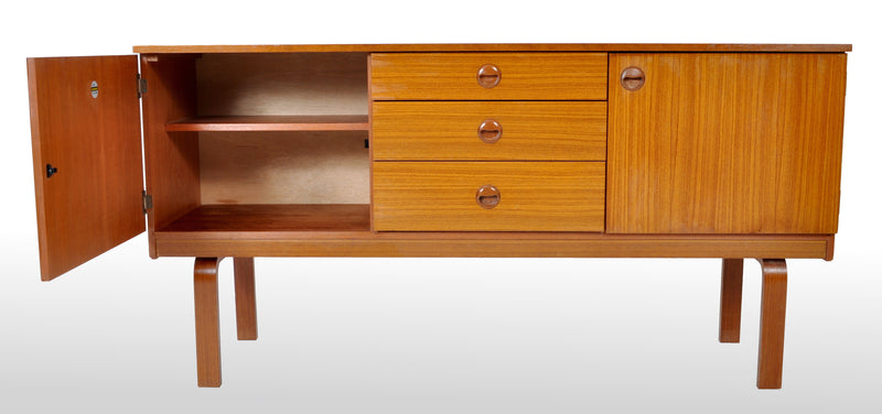 Mid-Century Modern Danish Style Credenza in Teak by Schreiber Furniture, 1960s