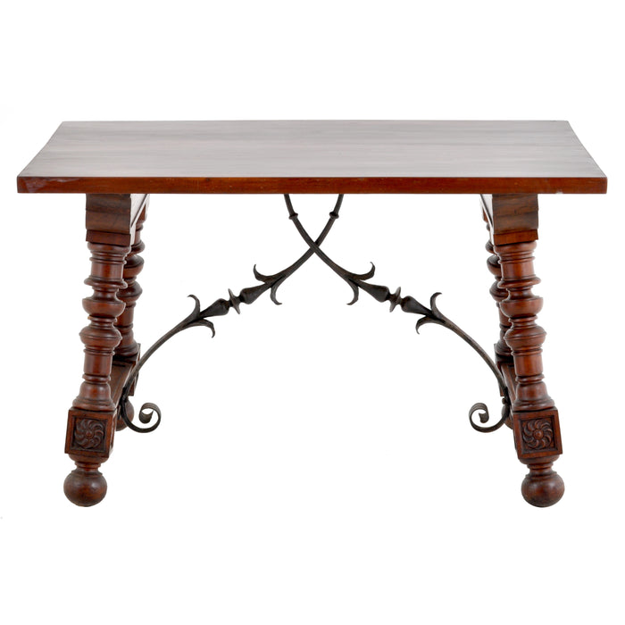 Antique Spanish Baroque Walnut Trestle Table, Circa 1880