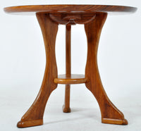 Antique French Art Nouveau Oak Round Bistro Occasional Table, Circa 1900