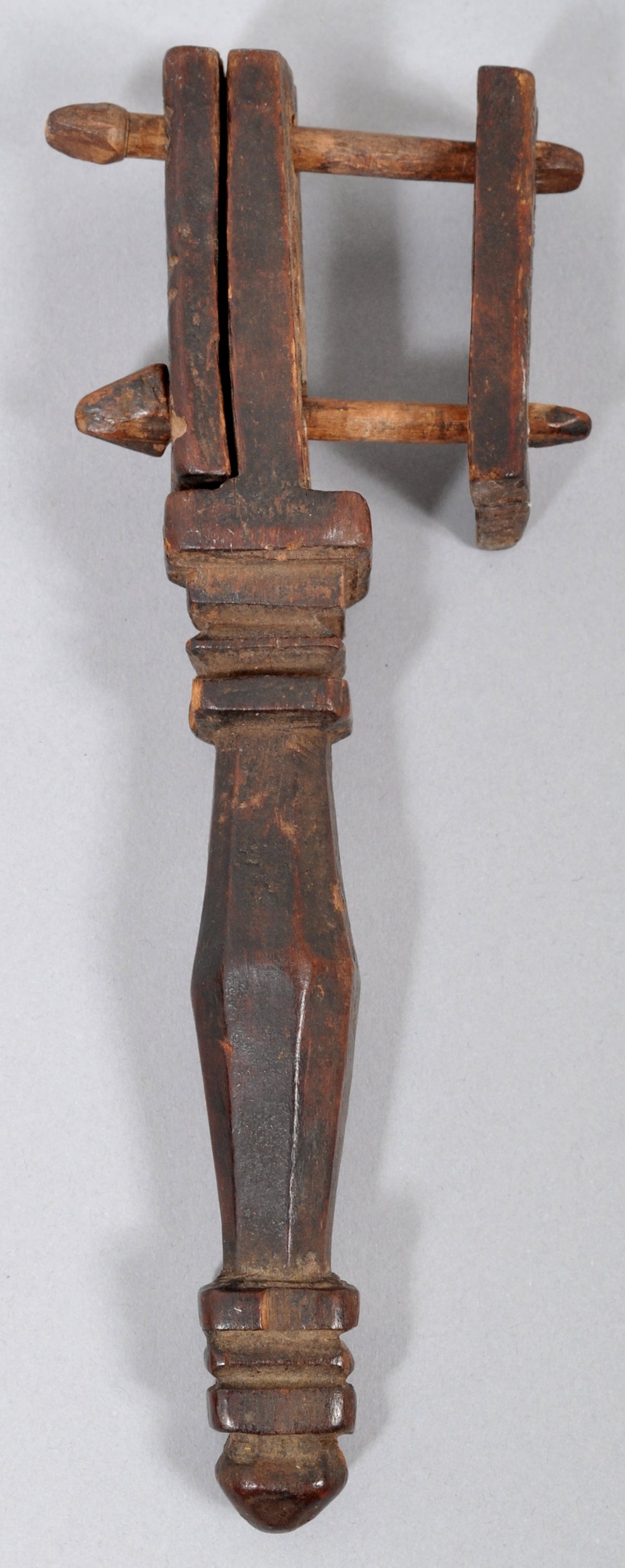 Antique 18th Century Islamic Shia Carved Wooden Ashura Rattle, Circa 1700