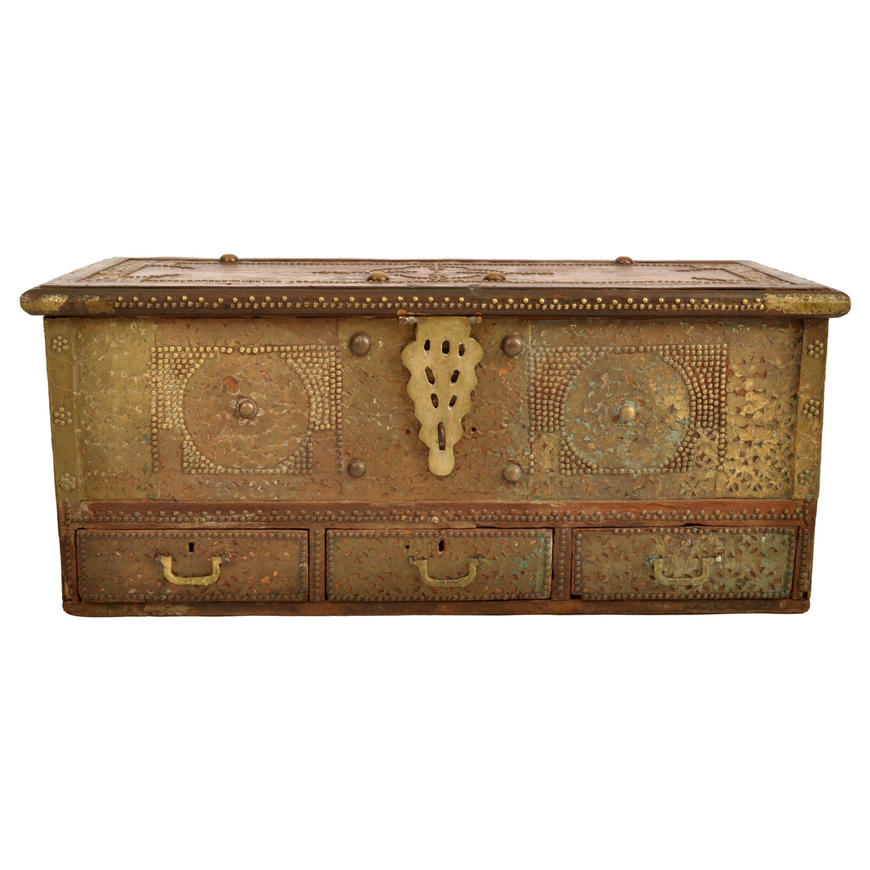 Antique 19th Century Zanzibar Shirazi Brass Stud & Copper Clad