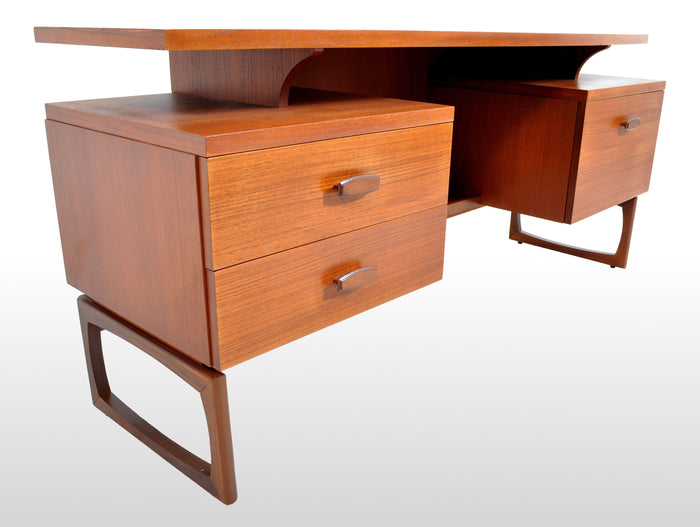 Mid-Century Modern Danish Style Teak Floating Top Desk by Ib Kofod-Larsen for G Plan, 1960s