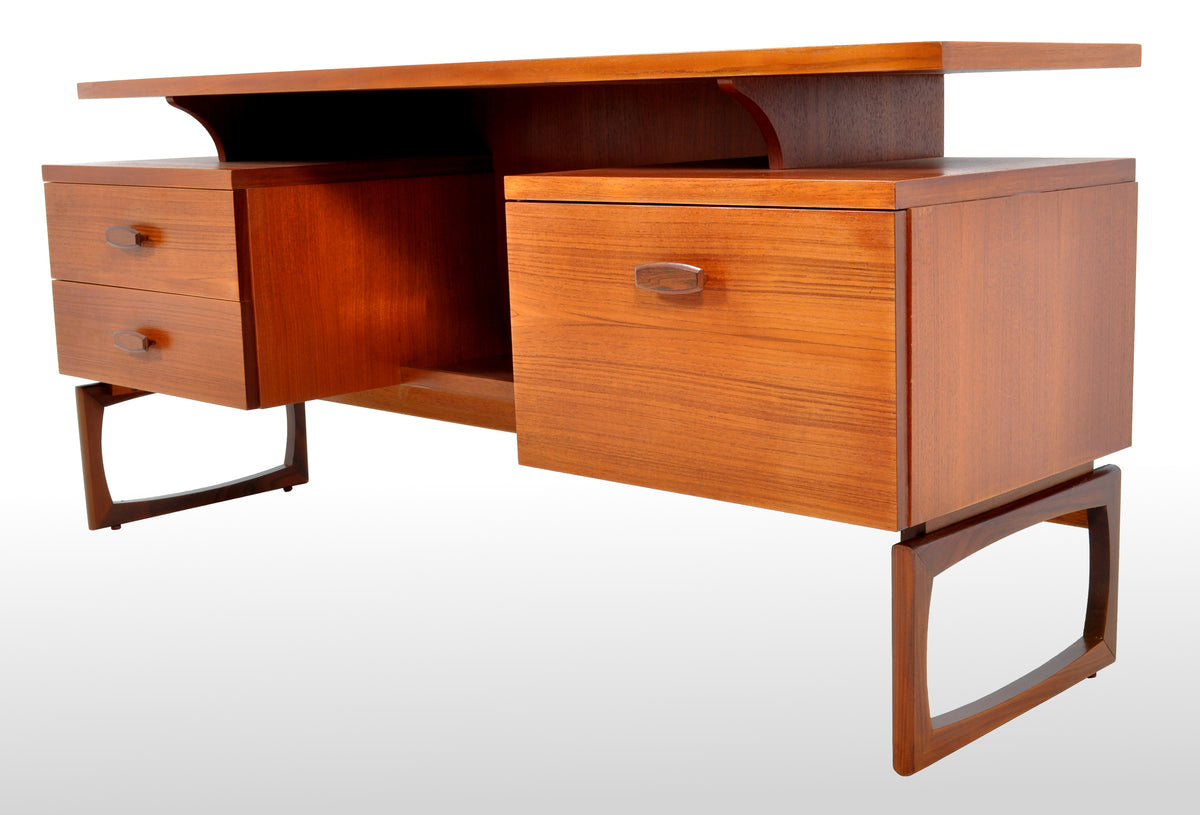 Mid-Century Modern Danish Style Teak Floating Top Desk by Ib Kofod-Larsen for G Plan, 1960s