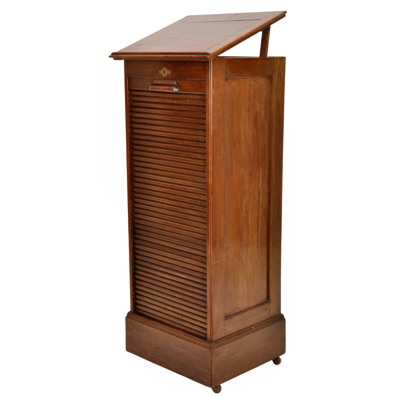 Antique Roll Top Oak Tambour File Cabinet / Desk by Lebus Cabinet Co., circa 1920