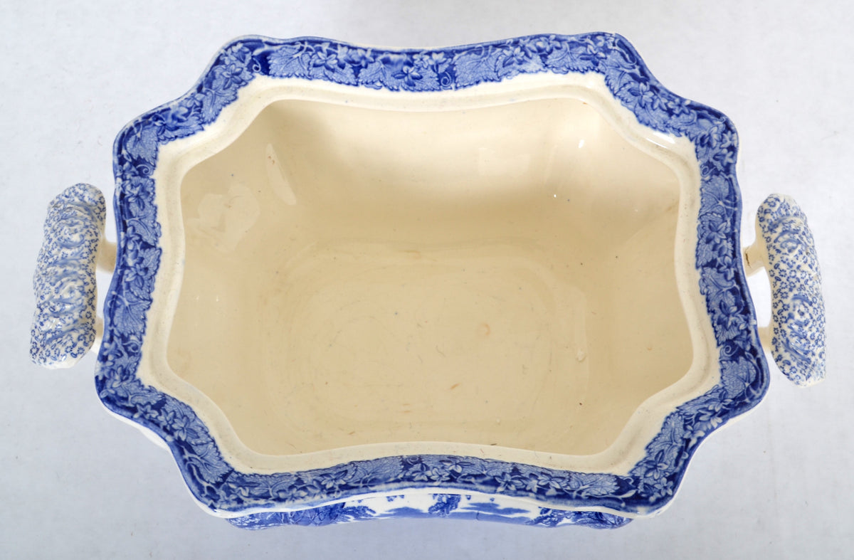 Antique English Mason's Ironstone Blue & White "Blue Vista" Porcelain Tureen/Serving Dish, Circa 1880