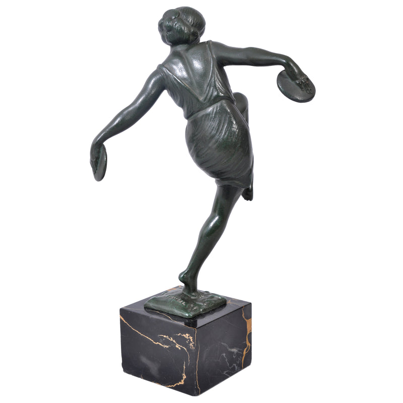 French Art Deco Bronze Female Cymbal Dancer Statue / Figure by Pierre Le Faguays (1892-1962), circa 1925