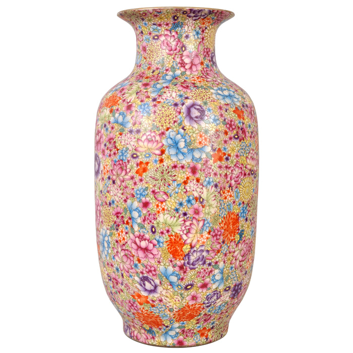 Monumental Antique Chinese Qing Dynasty Porcelain Thousand Flowers Vase, circa 1900