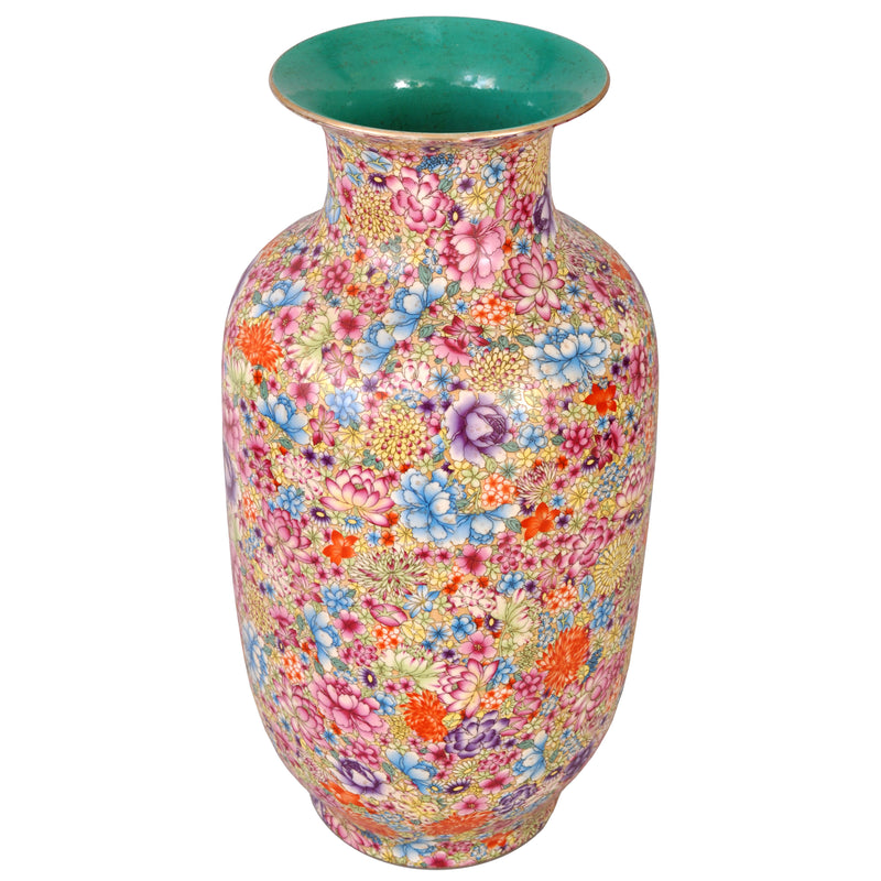 Monumental Antique Chinese Qing Dynasty Porcelain Thousand Flowers Vase, circa 1900