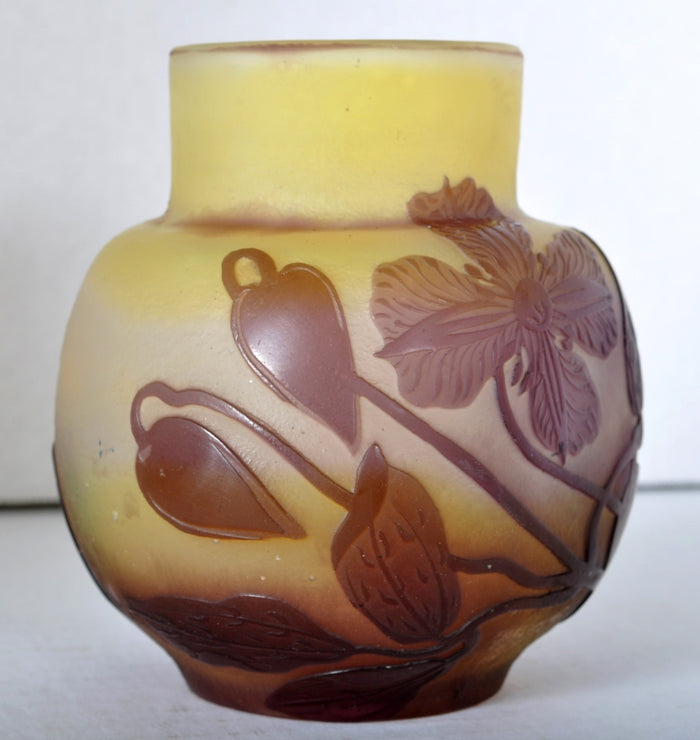 French Emile Gallé Art Nouveau Cameo Glass Vase, Circa 1905