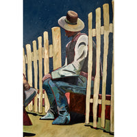 Large Early Original Acrylic on Canvas Western Cowboy Painting Thom Ross 1994