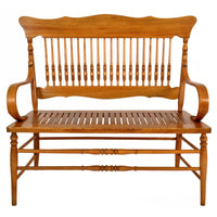 Antique American Windsor Maple Spindle Back Colonial Deacon's Bench / Loveseat, circa 1880