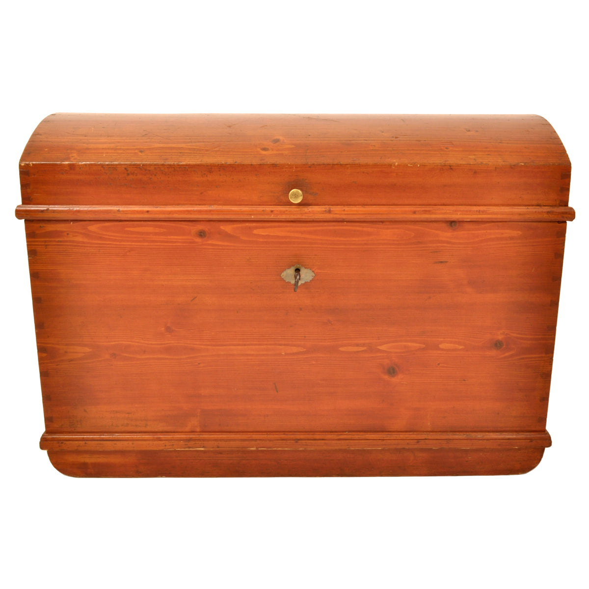 Antique German Painted Pine Immigrant Dome Top Blanket Chest / Trunk / Box, circa 1850