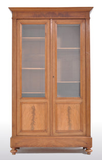 Antique French Louis Philippe Walnut Bookcase / Cabinet / Vitrine, Circa 1850