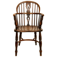 Set of 4 Antique 19th Century English Ash & Elm Low Hoop Back Windsor Chairs, circa 1840