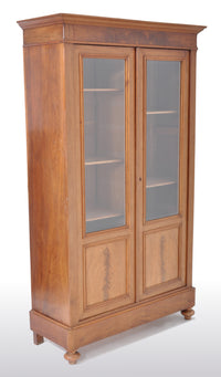 Antique French Louis Philippe Walnut Bookcase / Cabinet / Vitrine, Circa 1850