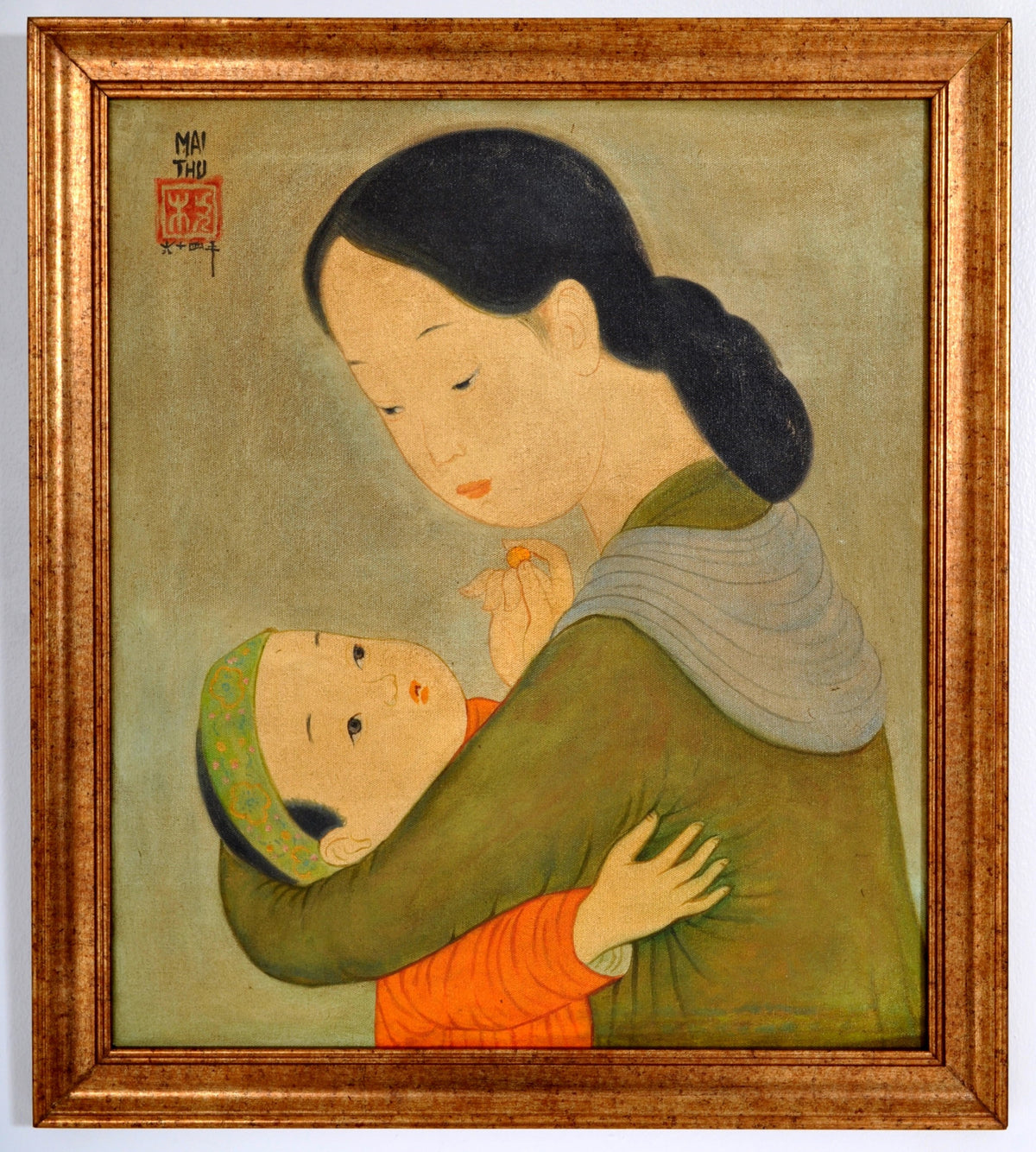 Oil on Canvas Painting by French Vietnamese Artist Mai Trung Thu (1906-1980), 1964