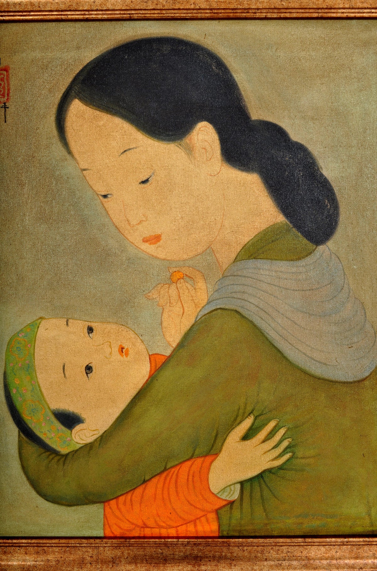 Oil on Canvas Painting by French Vietnamese Artist Mai Trung Thu (1906-1980), 1964