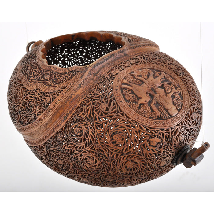 Antique Islamic Qajar Muslim Arab Persian Dervish Sufi Brass Kashkul Begging Bowl, Circa 1800