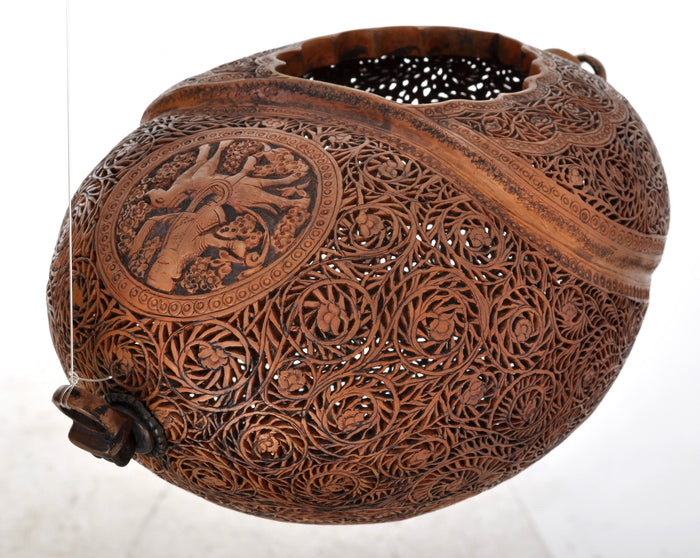 Antique Islamic Qajar Muslim Arab Persian Dervish Sufi Brass Kashkul Begging Bowl, Circa 1800