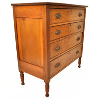 Antique American New England Sheraton Cherry Maple Dresser Chest Drawers, Circa 1825