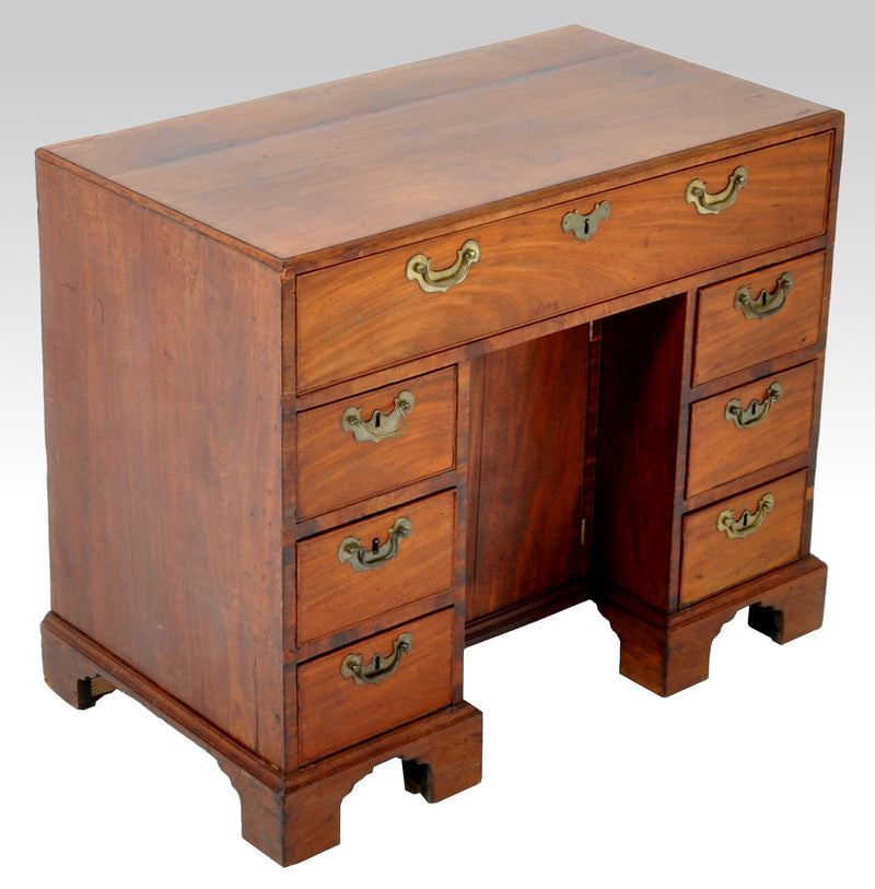 Antique George III Mahogany Kneehole Desk, Circa 1780